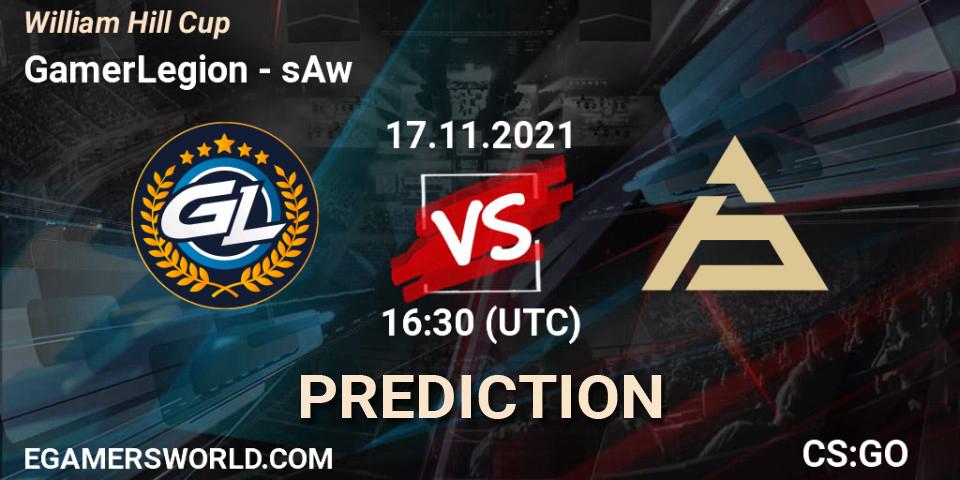 Prognoza GamerLegion - sAw. 17.11.2021 at 16:30, Counter-Strike (CS2), William Hill Cup