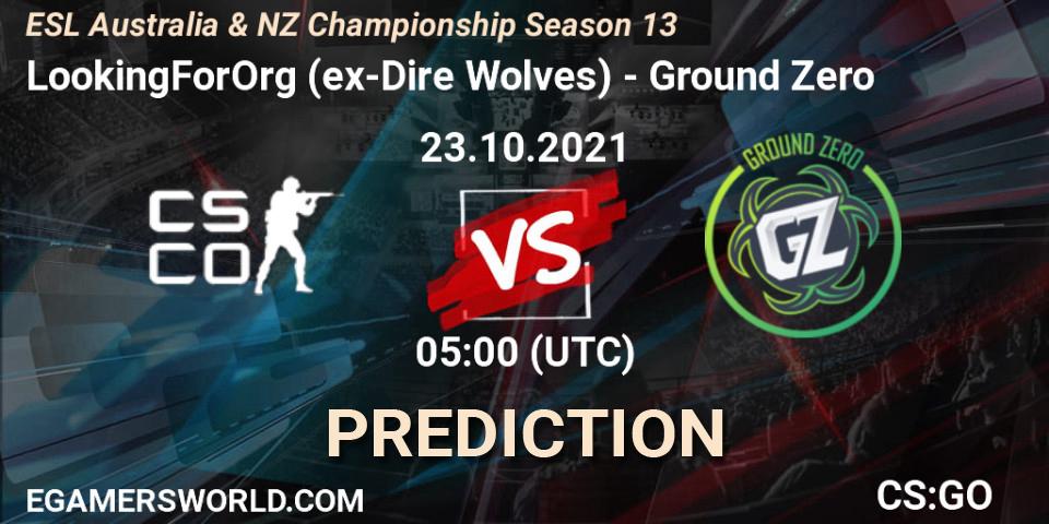 Prognoza LookingForOrg (ex-Dire Wolves) - Ground Zero. 23.10.21, CS2 (CS:GO), ESL Australia & NZ Championship Season 13