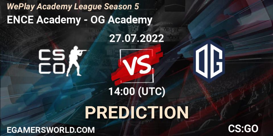 Prognoza ENCE Academy - OG Academy. 27.07.2022 at 14:50, Counter-Strike (CS2), WePlay Academy League Season 5