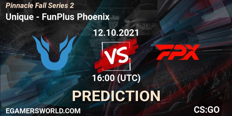 Prognoza Unique - FunPlus Phoenix. 12.10.2021 at 16:00, Counter-Strike (CS2), Pinnacle Fall Series #2