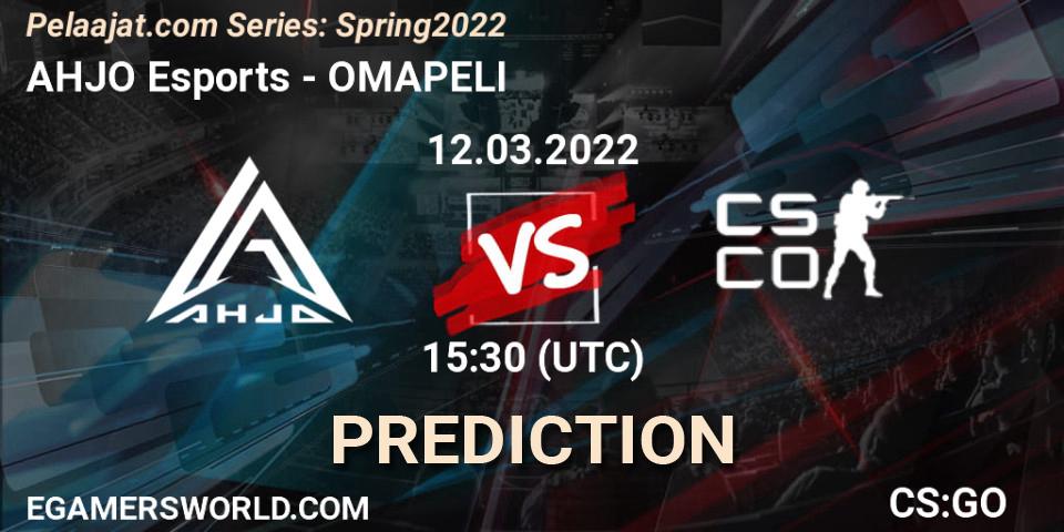 Prognoza AHJO Esports - OMAPELI. 12.03.2022 at 15:30, Counter-Strike (CS2), Pelaajat.com Series: Spring 2022
