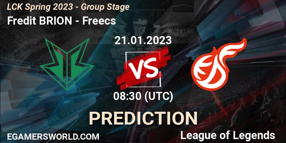 Prognoza Fredit BRION - Freecs. 21.01.23, LoL, LCK Spring 2023 - Group Stage