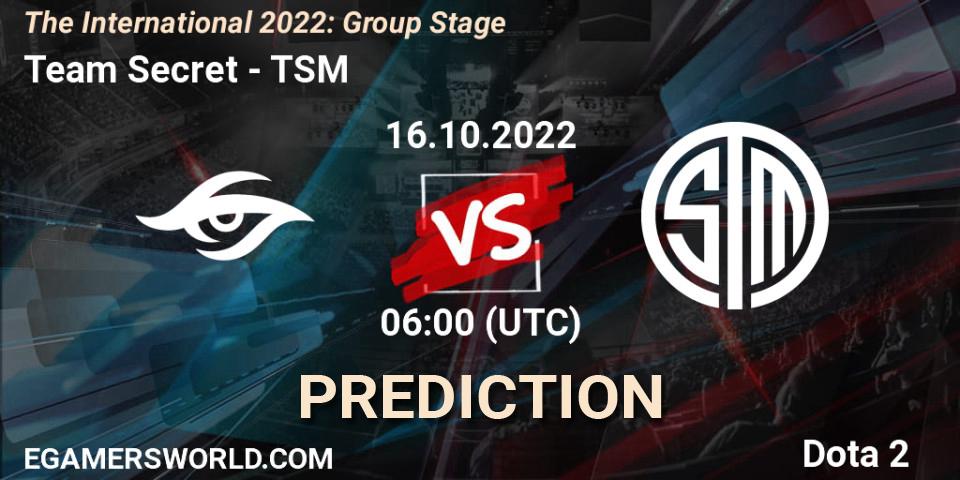 Prognoza Team Secret - TSM. 16.10.22, Dota 2, The International 2022: Group Stage