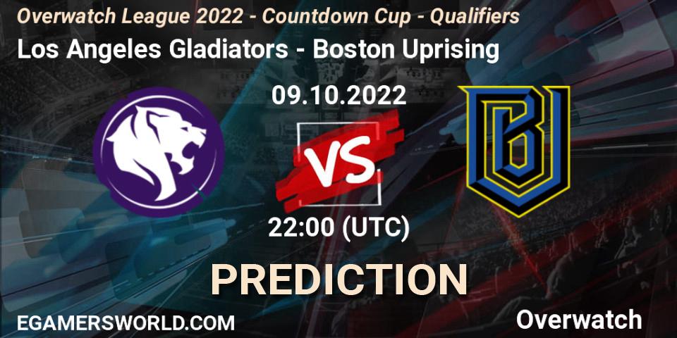 Prognoza Los Angeles Gladiators - Boston Uprising. 09.10.2022 at 22:30, Overwatch, Overwatch League 2022 - Countdown Cup - Qualifiers