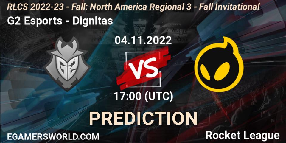Prognoza G2 Esports - Dignitas. 04.11.2022 at 17:00, Rocket League, RLCS 2022-23 - Fall: North America Regional 3 - Fall Invitational