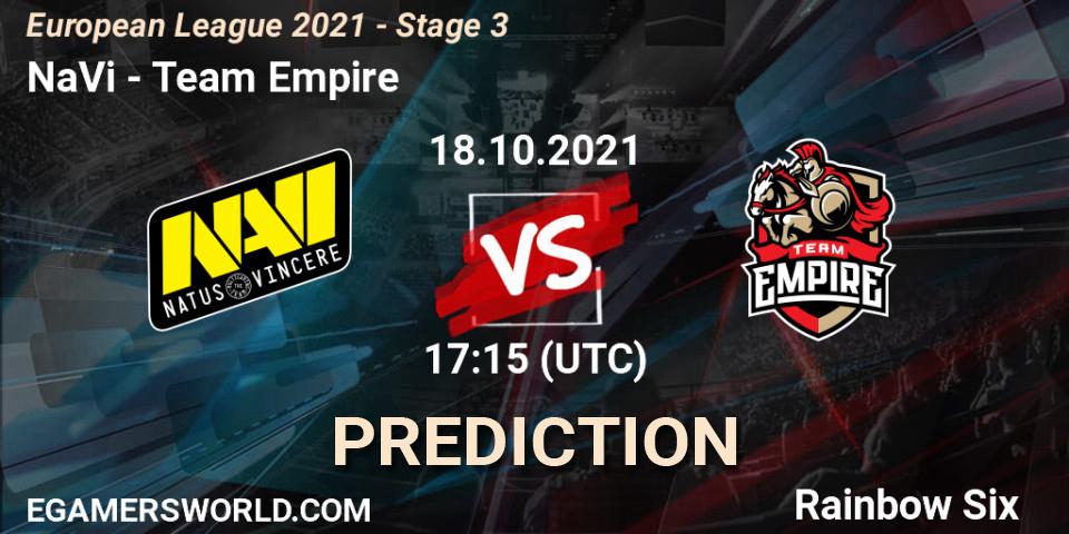 Prognoza NaVi - Team Empire. 21.10.21, Rainbow Six, European League 2021 - Stage 3