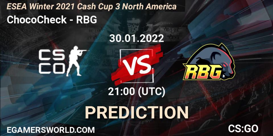 Prognoza ChocoCheck - RBG. 30.01.22, CS2 (CS:GO), ESEA Cash Cup: North America - Winter 2022 #3