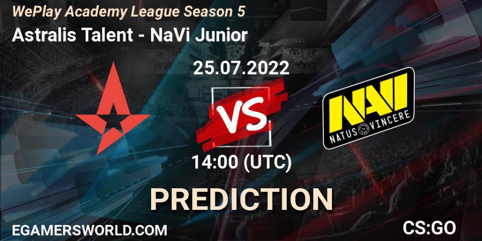 Prognoza Astralis Talent - NaVi Junior. 25.07.2022 at 14:00, Counter-Strike (CS2), WePlay Academy League Season 5