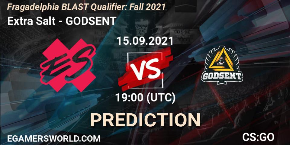 Prognoza Extra Salt - GODSENT. 15.09.2021 at 20:10, Counter-Strike (CS2), Fragadelphia BLAST Qualifier: Fall 2021