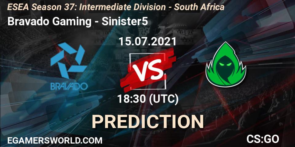 Prognoza Bravado Gaming - Sinister5. 15.07.21, CS2 (CS:GO), ESEA Season 37: Intermediate Division - South Africa