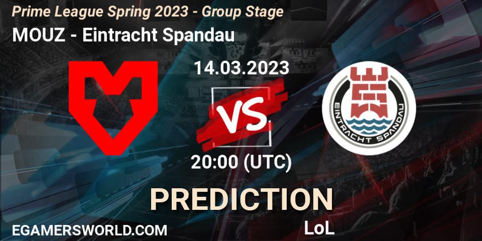 Prognoza MOUZ - Eintracht Spandau. 14.03.2023 at 19:00, LoL, Prime League Spring 2023 - Group Stage