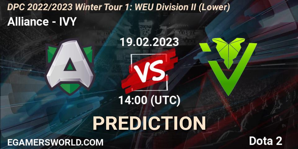 Prognoza Alliance - IVY. 19.02.23, Dota 2, DPC 2022/2023 Winter Tour 1: WEU Division II (Lower)