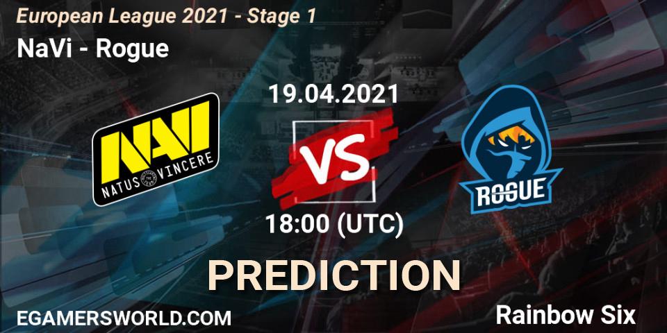 Prognoza NaVi - Rogue. 19.04.2021 at 19:45, Rainbow Six, European League 2021 - Stage 1