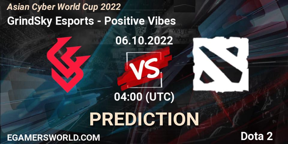 Prognoza GrindSky Esports - Positive Vibes. 06.10.2022 at 04:06, Dota 2, Asian Cyber World Cup 2022
