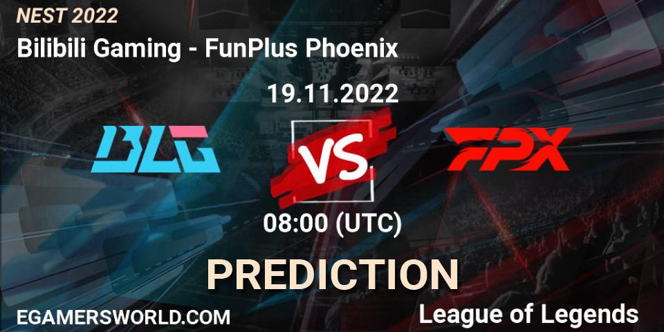 Prognoza Bilibili Gaming - FunPlus Phoenix. 19.11.2022 at 08:30, LoL, NEST 2022