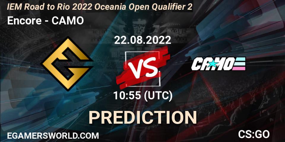 Prognoza Encore - CAMO. 22.08.2022 at 10:55, Counter-Strike (CS2), IEM Road to Rio 2022 Oceania Open Qualifier 2
