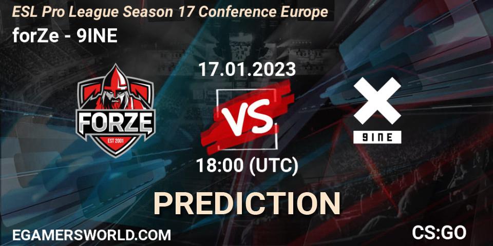 Prognoza forZe - 9INE. 17.01.2023 at 18:30, Counter-Strike (CS2), ESL Pro League Season 17 Conference Europe