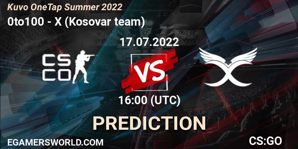 Prognoza 0to100 - X (Kosovar team). 17.07.2022 at 16:00, Counter-Strike (CS2), Kuvo OneTap Summer 2022