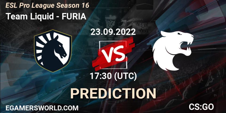 Prognoza Team Liquid - FURIA. 23.09.2022 at 17:30, Counter-Strike (CS2), ESL Pro League Season 16