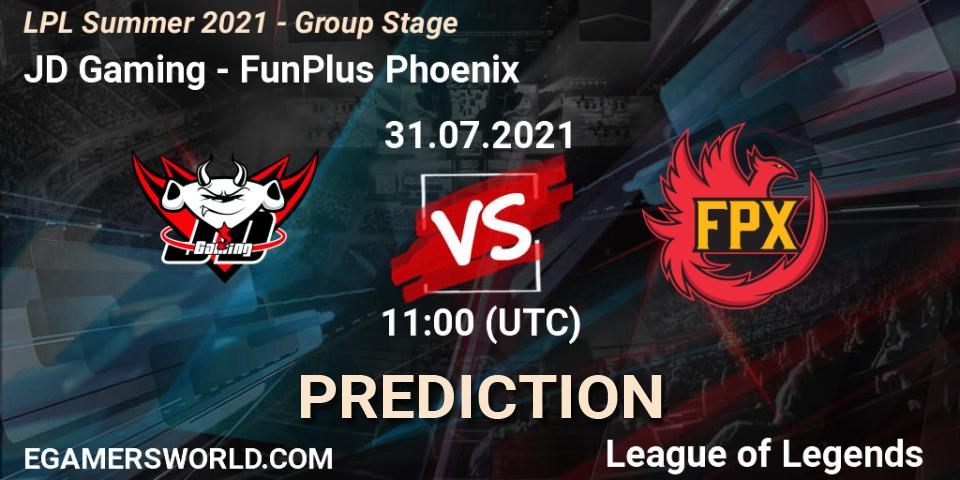 Prognoza JD Gaming - FunPlus Phoenix. 31.07.21, LoL, LPL Summer 2021 - Group Stage