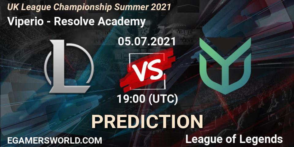 Prognoza Viperio - Resolve Academy. 05.07.2021 at 19:00, LoL, UK League Championship Summer 2021