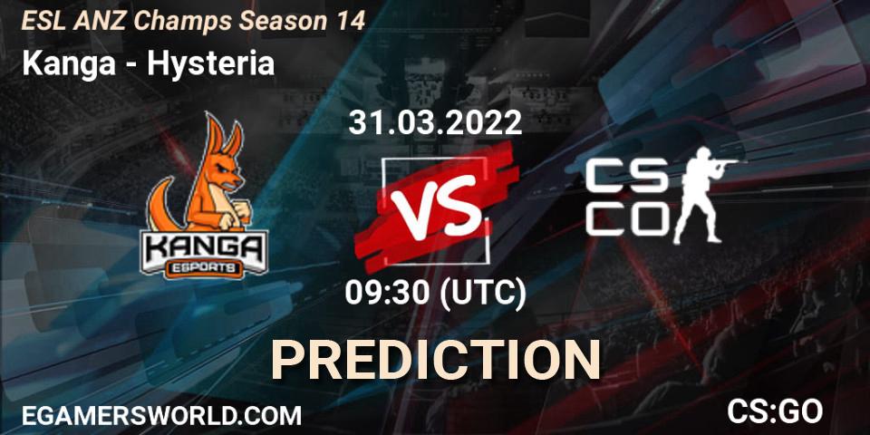 Prognoza Kanga - Hysteria. 31.03.2022 at 09:30, Counter-Strike (CS2), ESL ANZ Champs Season 14