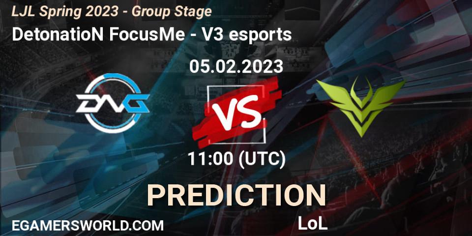 Prognoza DetonatioN FocusMe - V3 esports. 05.02.23, LoL, LJL Spring 2023 - Group Stage
