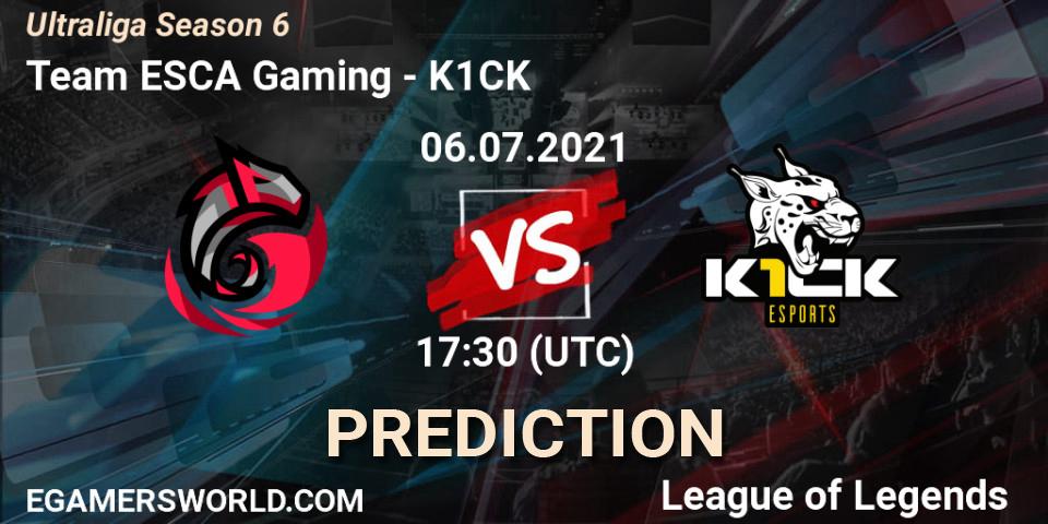 Prognoza Team ESCA Gaming - K1CK. 06.07.21, LoL, Ultraliga Season 6