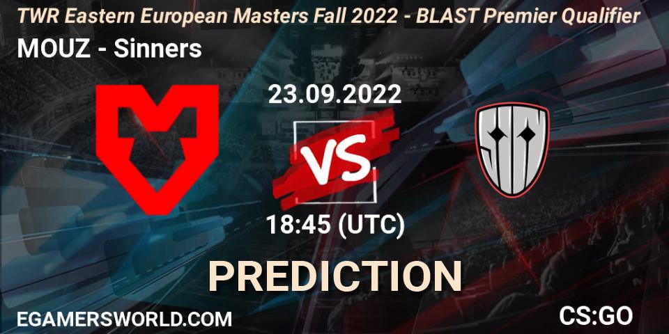 Prognoza MOUZ - Sinners. 23.09.2022 at 19:30, Counter-Strike (CS2), TWR Eastern European Masters: Fall 2022