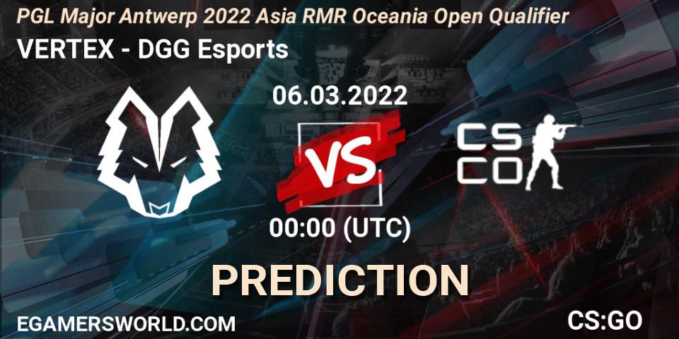 Prognoza VERTEX - DGG Esports. 06.03.2022 at 00:05, Counter-Strike (CS2), PGL Major Antwerp 2022 Asia RMR Oceania Open Qualifier