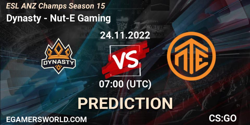 Prognoza Dynasty - Nut-E Gaming. 25.11.2022 at 10:25, Counter-Strike (CS2), ESL ANZ Champs Season 15
