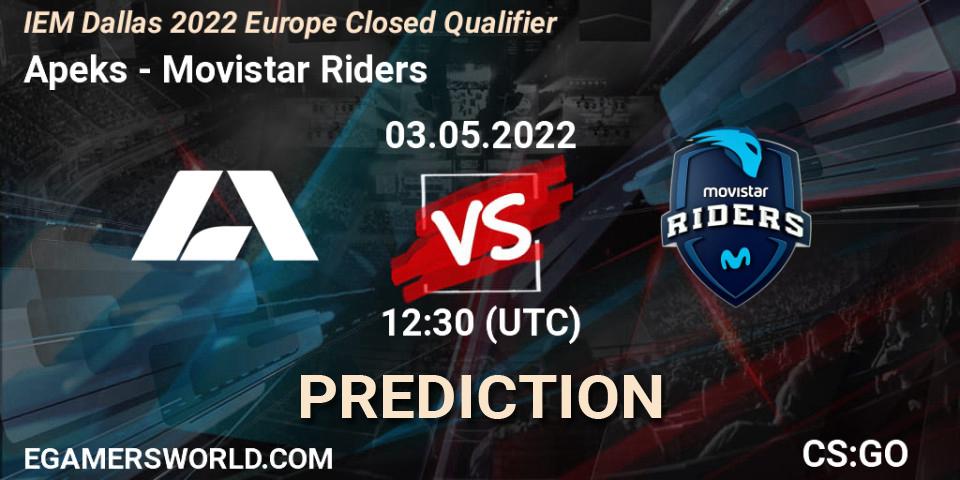 Prognoza Apeks - Movistar Riders. 03.05.2022 at 12:30, Counter-Strike (CS2), IEM Dallas 2022 Europe Closed Qualifier