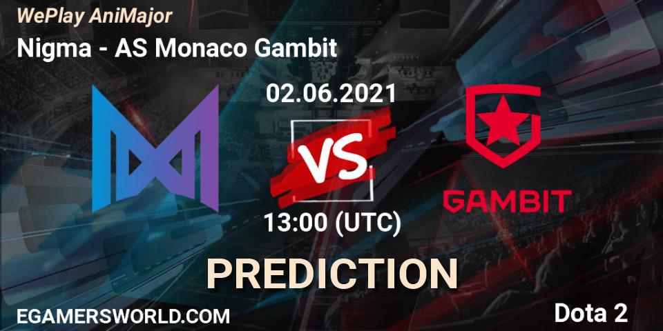 Prognoza Nigma - AS Monaco Gambit. 02.06.2021 at 14:02, Dota 2, WePlay AniMajor 2021