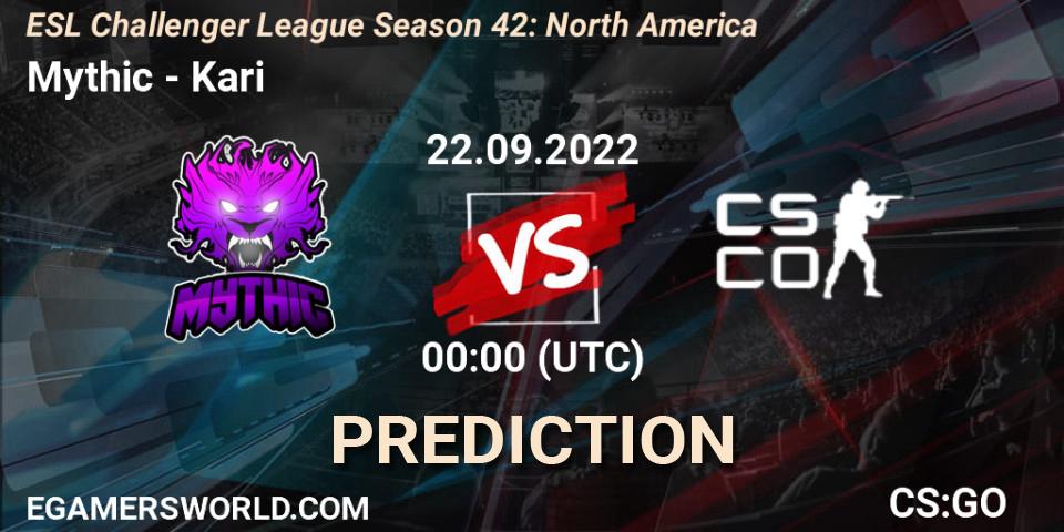 Prognoza Mythic - kariESPORTS. 22.09.2022 at 00:00, Counter-Strike (CS2), ESL Challenger League Season 42: North America