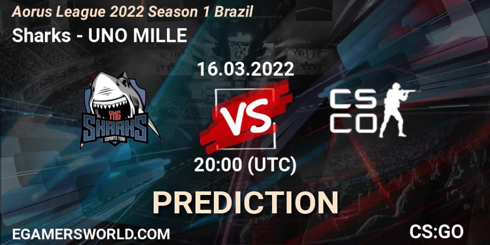 Prognoza Sharks - UNO MILLE. 16.03.2022 at 20:00, Counter-Strike (CS2), Aorus League 2022 Season 1 Brazil