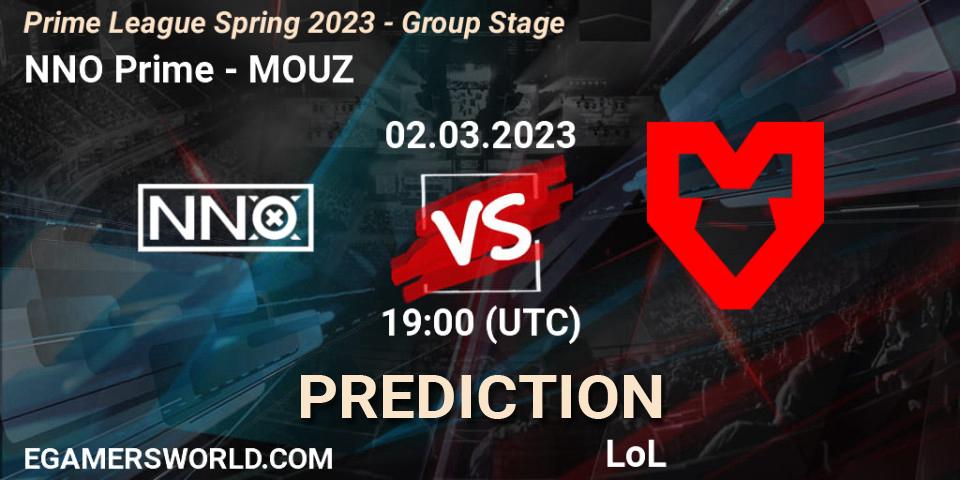 Prognoza NNO Prime - MOUZ. 02.03.2023 at 18:10, LoL, Prime League Spring 2023 - Group Stage