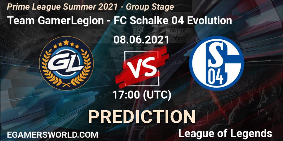 Prognoza Team GamerLegion - FC Schalke 04 Evolution. 08.06.2021 at 17:00, LoL, Prime League Summer 2021 - Group Stage