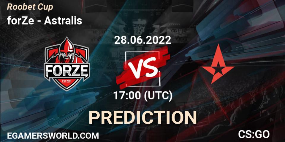 Prognoza forZe - Astralis. 28.06.2022 at 17:00, Counter-Strike (CS2), Roobet Cup