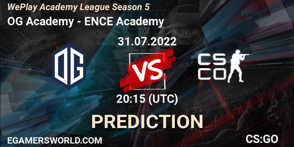 Prognoza OG Academy - ENCE Academy. 31.07.2022 at 18:30, Counter-Strike (CS2), WePlay Academy League Season 5