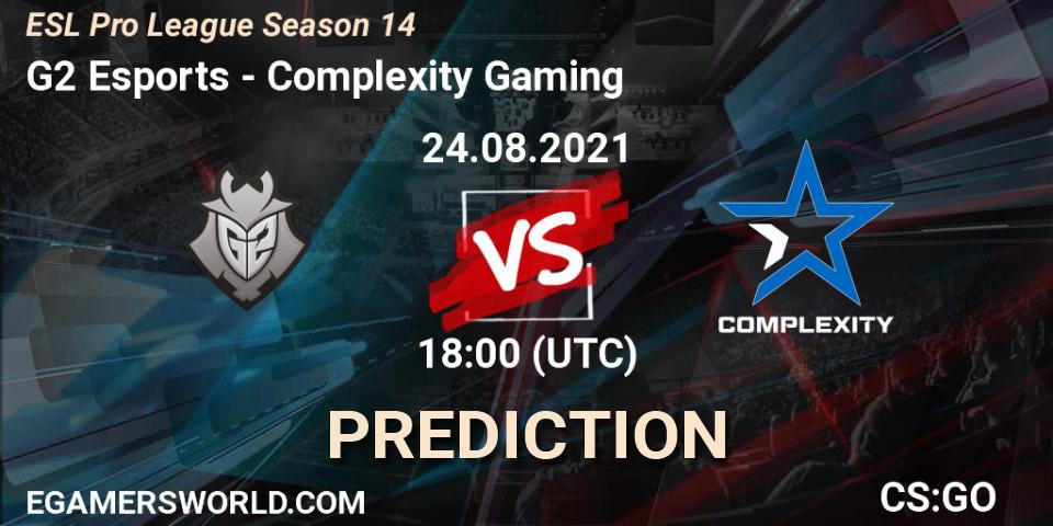 Prognoza G2 Esports - Complexity Gaming. 24.08.2021 at 18:50, Counter-Strike (CS2), ESL Pro League Season 14