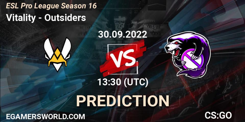Prognoza Vitality - Outsiders. 30.09.22, CS2 (CS:GO), ESL Pro League Season 16
