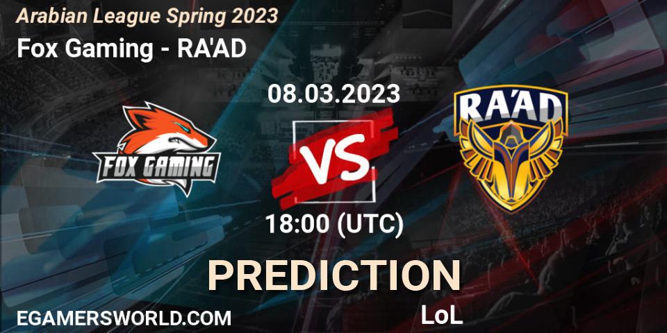 Prognoza Fox Gaming - RA'AD. 15.02.23, LoL, Arabian League Spring 2023