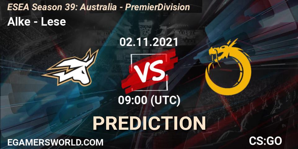 Prognoza Alke - Lese. 02.11.2021 at 09:00, Counter-Strike (CS2), ESEA Season 39: Australia - Premier Division