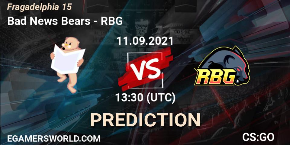 Prognoza Bad News Bears - RBG. 11.09.2021 at 13:30, Counter-Strike (CS2), Fragadelphia 15