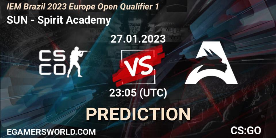 Prognoza SUN - Spirit Academy. 28.01.23, CS2 (CS:GO), IEM Brazil Rio 2023 Europe Open Qualifier 1