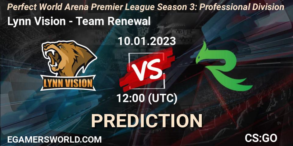 Prognoza Lynn Vision - Team Renewal. 13.01.2023 at 13:00, Counter-Strike (CS2), Perfect World Arena Premier League Season 3: Professional Division