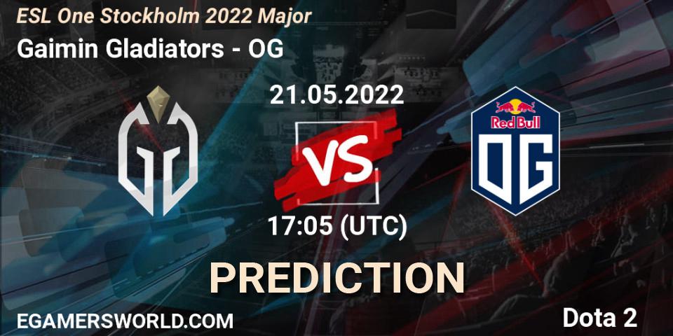 Prognoza Gaimin Gladiators - OG. 21.05.2022 at 17:44, Dota 2, ESL One Stockholm 2022 Major