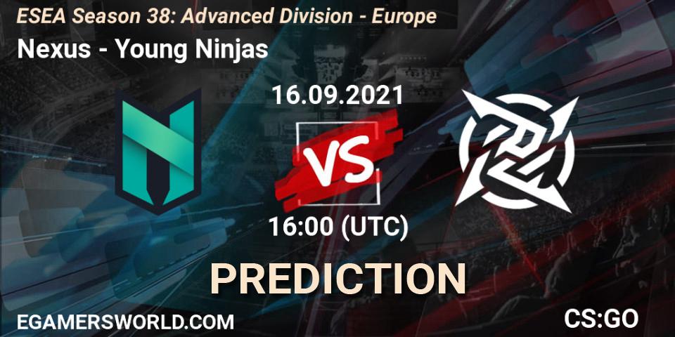 Prognoza Nexus - Young Ninjas. 16.09.2021 at 16:00, Counter-Strike (CS2), ESEA Season 38: Advanced Division - Europe