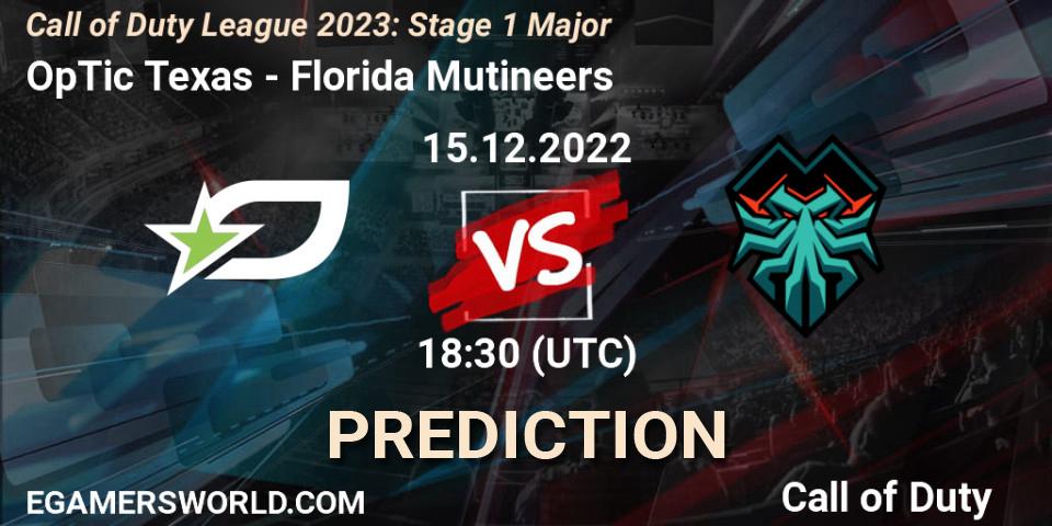 Prognoza OpTic Texas - Florida Mutineers. 16.12.2022 at 21:30, Call of Duty, Call of Duty League 2023: Stage 1 Major
