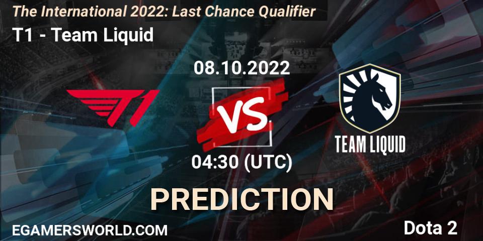 Prognoza T1 - Team Liquid. 08.10.2022 at 04:44, Dota 2, The International 2022: Last Chance Qualifier
